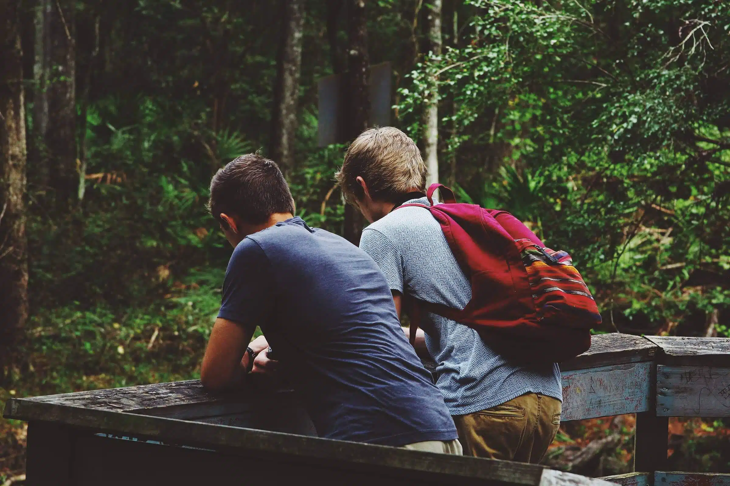 two men hiking