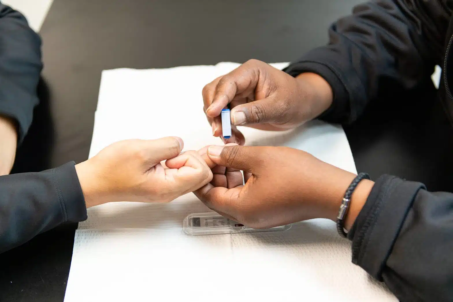 Hiv test in progress.