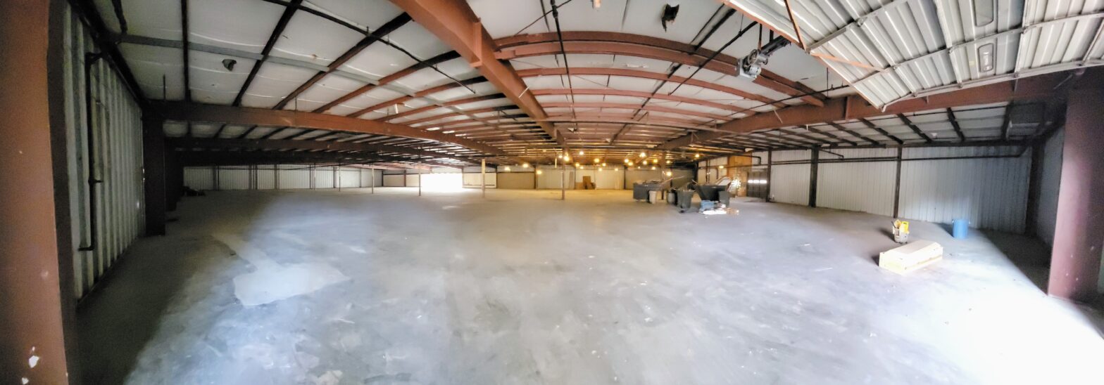A panoramic look at the empty building after demolition stage is complete