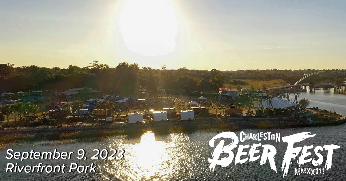 Drone View of Riverfront Park at Sunset