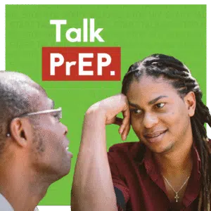 An African American man and woman discussing PrEP.